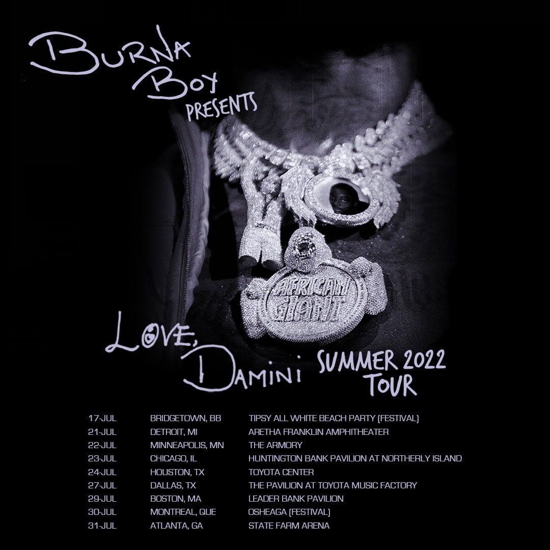 Burnaboy Announce Love, Damini Summer 2022 Tour