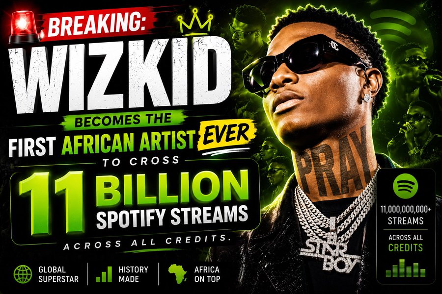 Wizkid Makes History: 11 Billion Spotify Streams! 👑